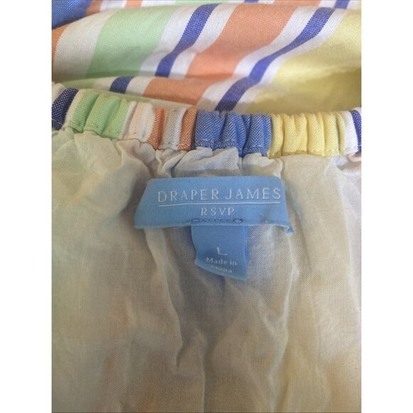 Draper James Rainbow Striped Maxi Dress L Ruffle Tie Waist Off The Shoulder - Picture 9 of 10